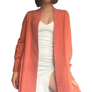 Boutique Orange Longline Knit Sweater w/ Back Slit